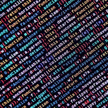 Laptop programlama kod yazma. Bilgisayar ekranında dijital ikili veri. Proje yöneticileri yeni fikir çalışır. Yazılım mühendisi iş başında. Yazılım arka plan. Modern teknoloji
