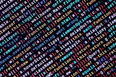 JavaScript işlevleri, değişkenleri, nesneler. İşlev kaynak kodu closeup izlemek. Bu uzman çalışma alanı. Büyük veri ve Internet şeyler trend. HTML Web sitesi yapısı. Web sitesi programlama kodu