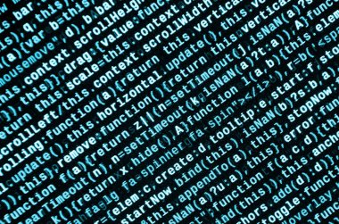 Büyük veri ve Internet şeyler trend. Bu uzman çalışma alanı. Laptop ekran portre resmi web sitesi Html kodu. Büyük veri depolama ve temsil bulut