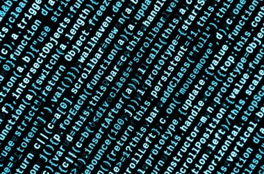 JavaScript kodu metin düzenleyicisinde. Siber kavramı kodlama. Javascript kod geliştirme web ekran. SEO kavramları daha iyi Serp için uygulama. HTML biçimlendirme dili portre. Web sitesi tasarımı