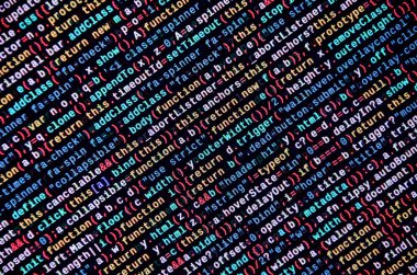 Büyük veri ve Internet şeyler trend. Bu uzman çalışma alanı. Laptop ekran portre resmi web sitesi Html kodu. Büyük veri depolama ve temsil bulut
