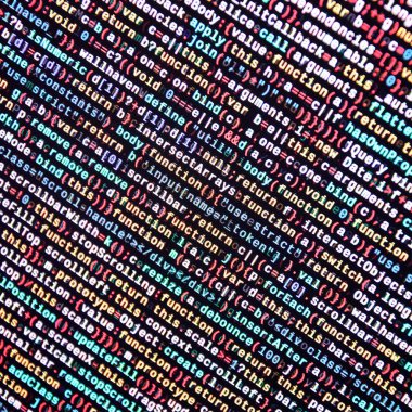 Laptop programlama kod yazma. Bilgisayar ekranında dijital ikili veri. Proje yöneticileri yeni fikir çalışır. Yazılım mühendisi iş başında. Yazılım arka plan. Modern teknoloji