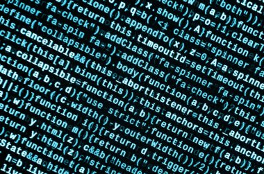 Laptop programlama kod yazma. Bilgisayar ekranında dijital ikili veri. Proje yöneticileri yeni fikir çalışır. Yazılım mühendisi iş başında. Yazılım arka plan. Modern teknoloji