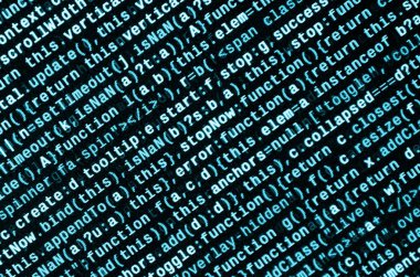 Büyük veri ve Internet şeyler trend. Bu uzman çalışma alanı. Laptop ekran portre resmi web sitesi Html kodu. Büyük veri depolama ve temsil bulut