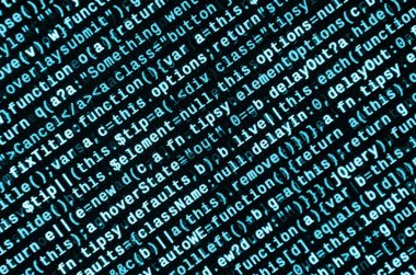 Laptop programlama kod yazma. Bilgisayar ekranında dijital ikili veri. Proje yöneticileri yeni fikir çalışır. Yazılım mühendisi iş başında. Yazılım arka plan. Modern teknoloji