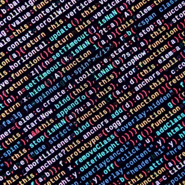 JavaScript işlevleri, değişkenleri, nesneler. İşlev kaynak kodu closeup izlemek. Bu uzman çalışma alanı. Büyük veri ve Internet şeyler trend. HTML Web sitesi yapısı. Web sitesi programlama kodu