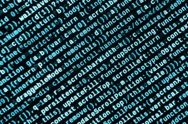 Büyük veri ve Internet şeyler trend. Bu uzman çalışma alanı. Laptop ekran portre resmi web sitesi Html kodu. Büyük veri depolama ve temsil bulut