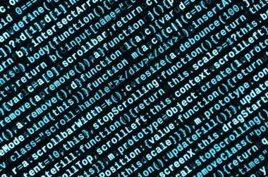 Laptop programlama kod yazma. Bilgisayar ekranında dijital ikili veri. Proje yöneticileri yeni fikir çalışır. Yazılım mühendisi iş başında. Yazılım arka plan. Modern teknoloji