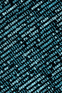 JavaScript kodu metin düzenleyicisinde. Siber kavramı kodlama. Javascript kod geliştirme web ekran. SEO kavramları daha iyi Serp için uygulama. HTML biçimlendirme dili portre. Web sitesi tasarımı