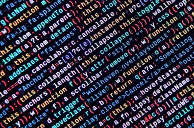 JavaScript işlevleri, değişkenleri, nesneler. İşlev kaynak kodu closeup izlemek. Bu uzman çalışma alanı. Büyük veri ve Internet şeyler trend. HTML Web sitesi yapısı. Web sitesi programlama kodu