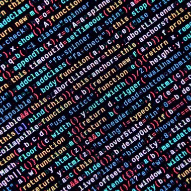 Laptop programlama kod yazma. Bilgisayar ekranında dijital ikili veri. Proje yöneticileri yeni fikir çalışır. Yazılım mühendisi iş başında. Yazılım arka plan. Modern teknoloji