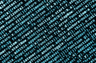 Büyük veri ve Internet şeyler trend. Bu uzman çalışma alanı. Laptop ekran portre resmi web sitesi Html kodu. Büyük veri depolama ve temsil bulut