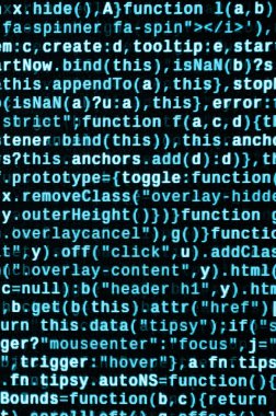 JavaScript işlevleri, değişkenleri, nesneler. İşlev kaynak kodu closeup izlemek. Bu uzman çalışma alanı. Büyük veri ve Internet şeyler trend. HTML Web sitesi yapısı. Web sitesi programlama kodu