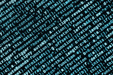 Büyük veri ve Internet şeyler trend. Bu uzman çalışma alanı. Laptop ekran portre resmi web sitesi Html kodu. Büyük veri depolama ve temsil bulut