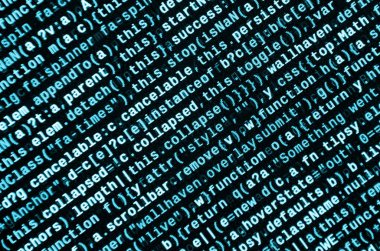 Laptop programlama kod yazma. Bilgisayar ekranında dijital ikili veri. Proje yöneticileri yeni fikir çalışır. Yazılım mühendisi iş başında. Yazılım arka plan. Modern teknoloji