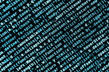 Büyük veri ve Internet şeyler trend. Bu uzman çalışma alanı. Laptop ekran portre resmi web sitesi Html kodu. Büyük veri depolama ve temsil bulut