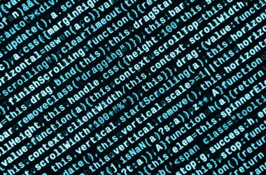 Laptop programlama kod yazma. Bilgisayar ekranında dijital ikili veri. Proje yöneticileri yeni fikir çalışır. Yazılım mühendisi iş başında. Yazılım arka plan. Modern teknoloji