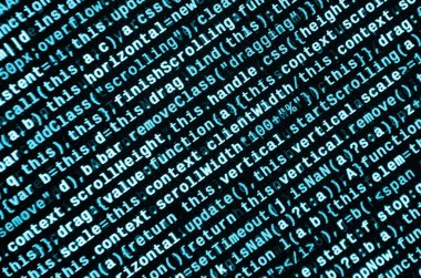 Büyük veri ve Internet şeyler trend. Bu uzman çalışma alanı. Laptop ekran portre resmi web sitesi Html kodu. Büyük veri depolama ve temsil bulut