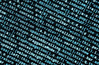 Büyük veri ve Internet şeyler trend. Bu uzman çalışma alanı. Laptop ekran portre resmi web sitesi Html kodu. Büyük veri depolama ve temsil bulut