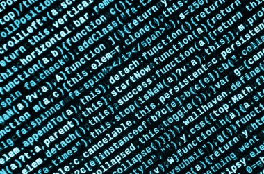 Büyük veri ve Internet şeyler trend. Bu uzman çalışma alanı. Laptop ekran portre resmi web sitesi Html kodu. Büyük veri depolama ve temsil bulut