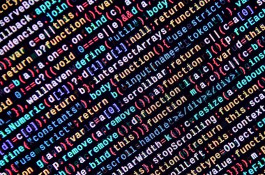 JavaScript işlevleri, değişkenleri, nesneler. İşlev kaynak kodu closeup izlemek. Bu uzman çalışma alanı. Büyük veri ve Internet şeyler trend. HTML Web sitesi yapısı. Web sitesi programlama kodu
