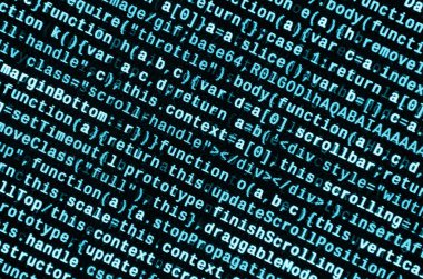 Laptop programlama kod yazma. Bilgisayar ekranında dijital ikili veri. Proje yöneticileri yeni fikir çalışır. Yazılım mühendisi iş başında. Yazılım arka plan. Modern teknoloji