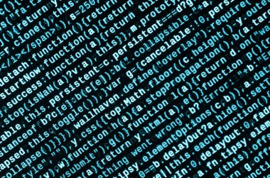 Büyük veri ve Internet şeyler trend. Bu uzman çalışma alanı. Laptop ekran portre resmi web sitesi Html kodu. Büyük veri depolama ve temsil bulut