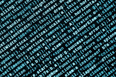 Büyük veri ve Internet şeyler trend. Bu uzman çalışma alanı. Laptop ekran portre resmi web sitesi Html kodu. Büyük veri depolama ve temsil bulut