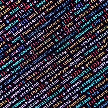 Laptop programlama kod yazma. Bilgisayar ekranında dijital ikili veri. Proje yöneticileri yeni fikir çalışır. Yazılım mühendisi iş başında. Yazılım arka plan. Modern teknoloji