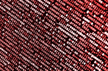 Laptop programlama kod yazma. Bilgisayar ekranında dijital ikili veri. Proje yöneticileri yeni fikir çalışır. Yazılım mühendisi iş başında. Yazılım arka plan. Modern teknoloji