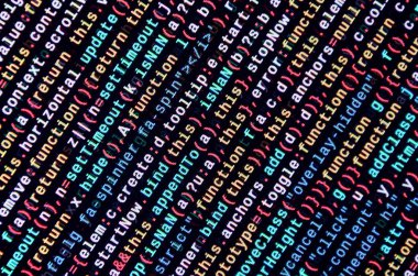 JavaScript işlevleri, değişkenleri, nesneler. İşlev kaynak kodu closeup izlemek. Bu uzman çalışma alanı. Büyük veri ve Internet şeyler trend. HTML Web sitesi yapısı. Web sitesi programlama kodu