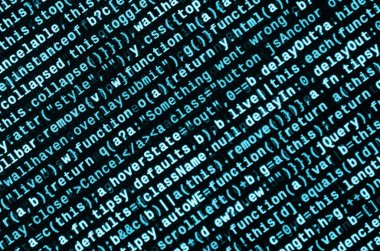 Laptop programlama kod yazma. Bilgisayar ekranında dijital ikili veri. Proje yöneticileri yeni fikir çalışır. Yazılım mühendisi iş başında. Yazılım arka plan. Modern teknoloji