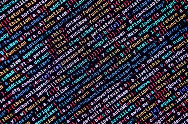 Laptop programlama kod yazma. Bilgisayar ekranında dijital ikili veri. Proje yöneticileri yeni fikir çalışır. Yazılım mühendisi iş başında. Yazılım arka plan. Modern teknoloji