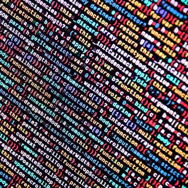 JavaScript işlevleri, değişkenleri, nesneler. İşlev kaynak kodu closeup izlemek. Bu uzman çalışma alanı. Büyük veri ve Internet şeyler trend. HTML Web sitesi yapısı. Web sitesi programlama kodu