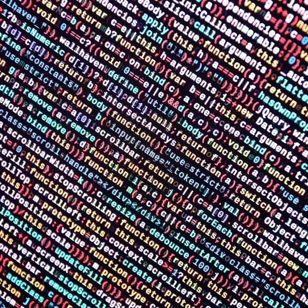 Writing Programming Code Laptop Digital Binary Data Computer Screen Project — Stock Photo, Image