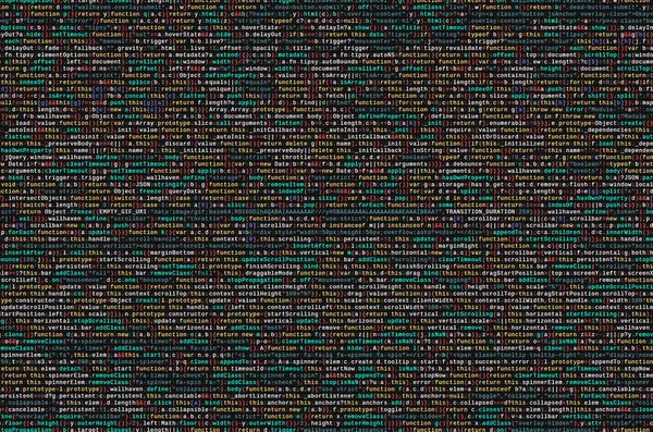 Funciones Javascript Variables Objetos Supervisar Primer Plano Del Código Fuente —  Fotos de Stock