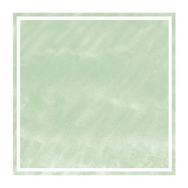 Koyu yeşil el suluboya dikdörtgen çerçeve arka plan doku lekeleri ile çekilmiş. Modern tasarım öğesi