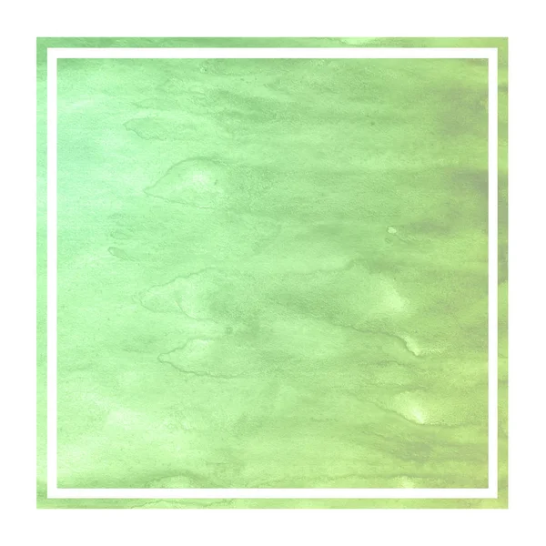 Зеленый Ручной Рисунок Акварели Прямоугольная Рамка Фон Текстуры Пятнами Элемент — стоковое фото