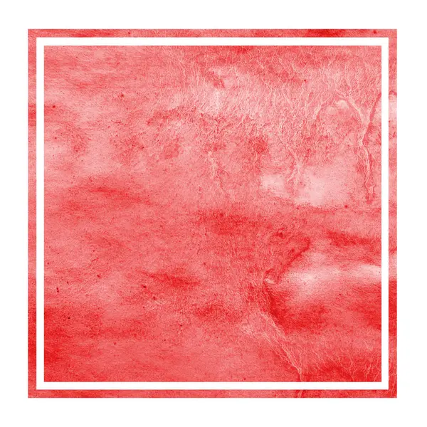 Red Hand Drawn Watercolor Rectangular Frame Background Texture Stains Modern — Stock Photo, Image