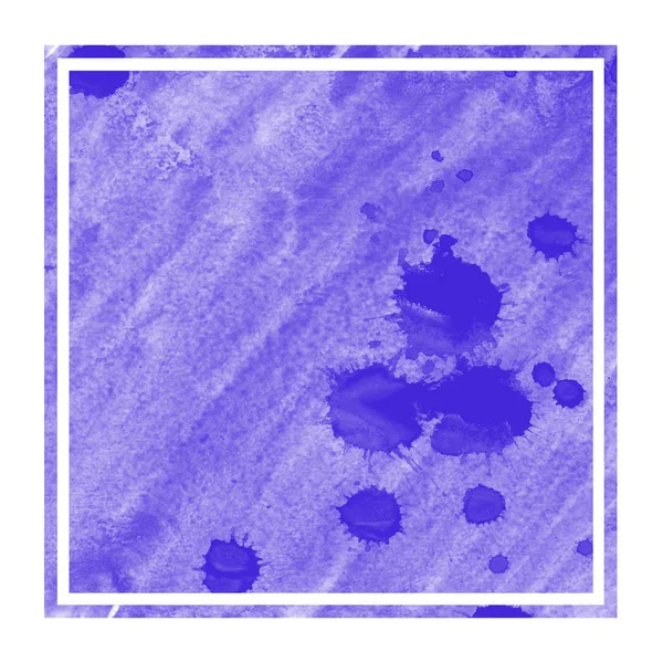 Violeta Mão Desenhada Aquarela Moldura Retangular Textura Fundo Com Manchas — Fotografia de Stock