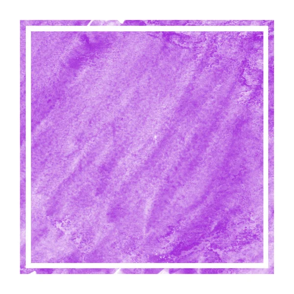 Púrpura Mão Desenhada Aquarela Retangular Moldura Textura Fundo Com Manchas — Fotografia de Stock