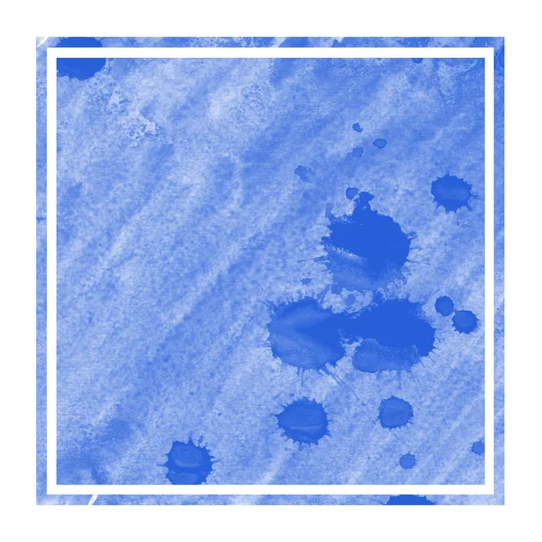Bleu Aquarelle Dessinée Main Cadre Rectangulaire Texture Fond Avec Des — Photo