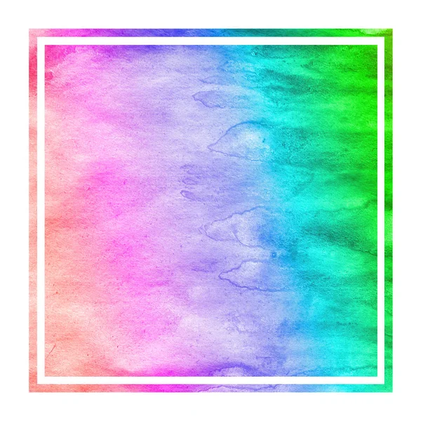 Multicolored Hand Drawn Watercolor Rectangular Frame Background Texture Stains Modern — Stock Photo, Image