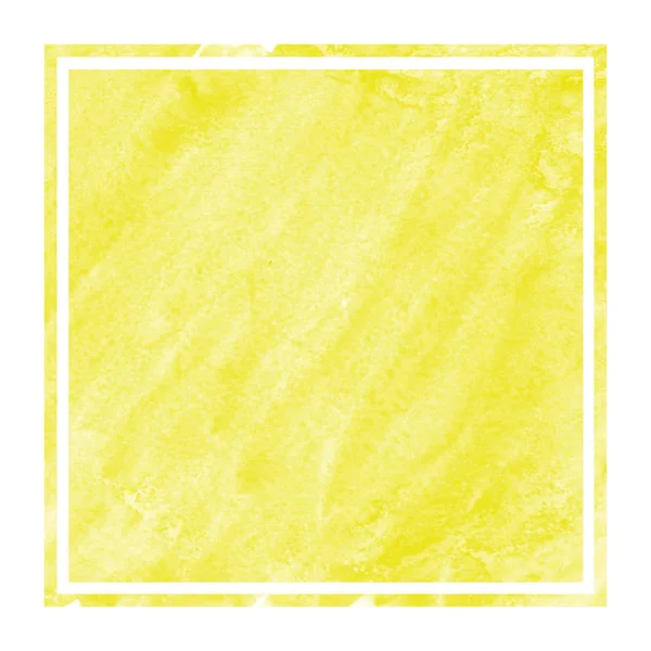 Amarillo Dibujado Mano Acuarela Marco Rectangular Textura Fondo Con Manchas —  Fotos de Stock