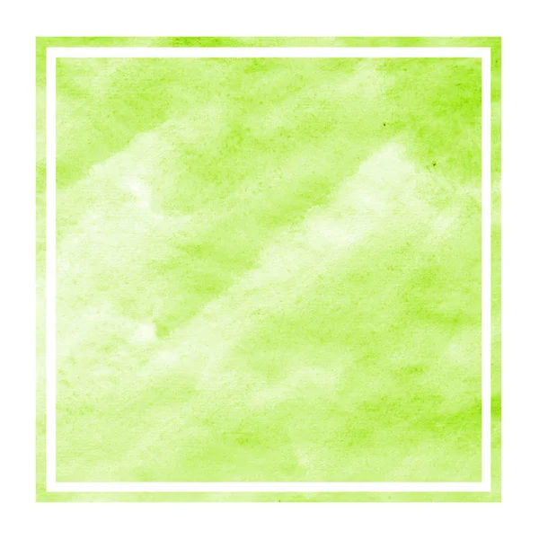 Világos Zöld Kézzel Rajzolt Akvarell Téglalap Alakú Keret Háttér Textúra — Stock Fotó