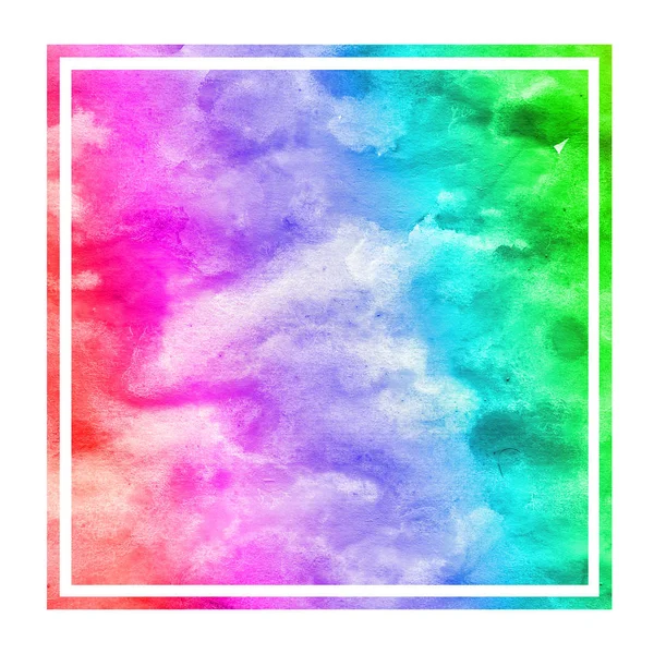 Multicolored Hand Drawn Watercolor Rectangular Frame Background Texture Stains Modern — Stock Photo, Image