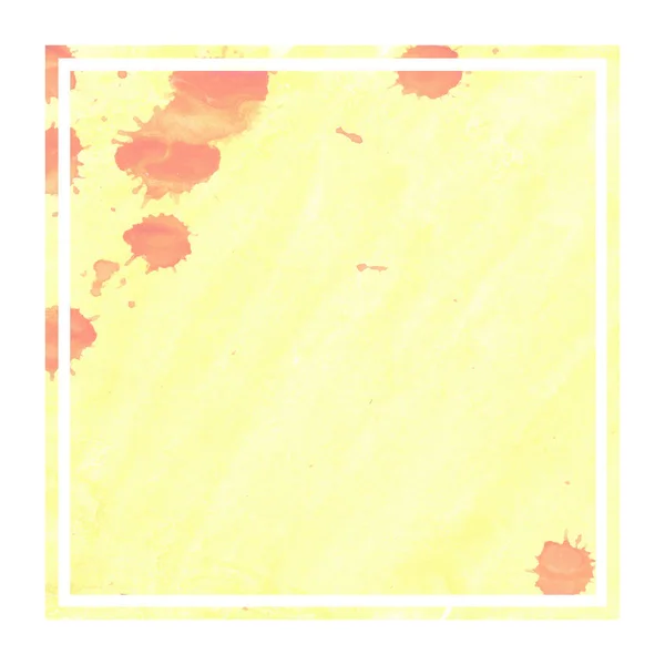 Ciepły Żółty Ręcznie Rysowane Tekstury Tła Akwarela Prostokątnej Ramce Plamy — Zdjęcie stockowe