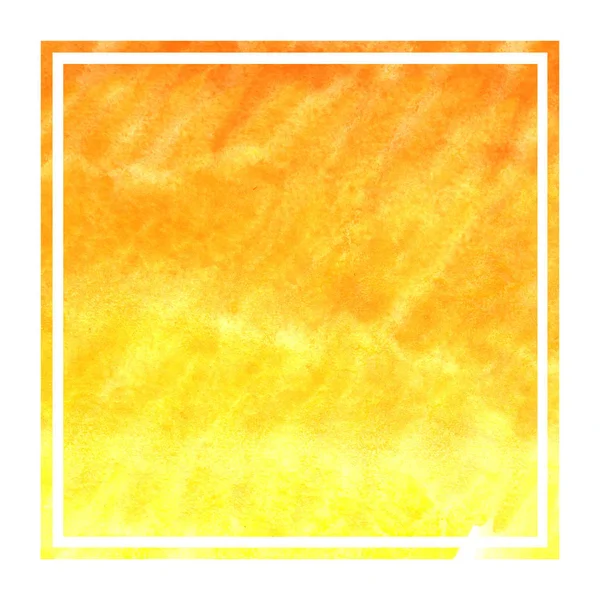 Meleg Sárga Kézzel Rajzolt Akvarell Téglalap Alakú Keret Háttér Textúra — Stock Fotó
