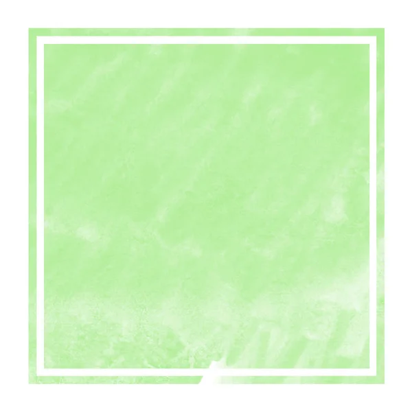 Zielony Ręcznie Rysowane Tekstury Tła Akwarela Prostokątnej Ramce Plamy Element — Zdjęcie stockowe