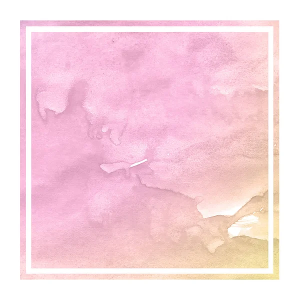 Розовый Оранжевый Ручной Рисунок Акварели Прямоугольная Рамка Текстуры Фона Пятнами — стоковое фото